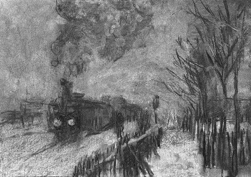 模写(Train in the Snow or The Locomotive - Claude Monet)