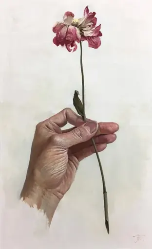 手と花